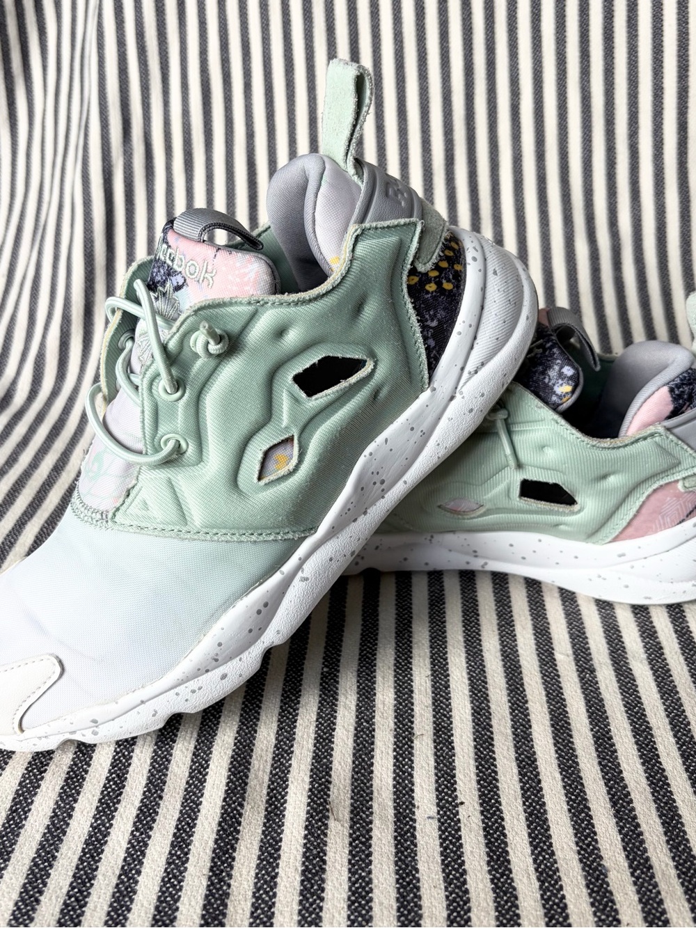 Reebok womens Mint Green and Light Pink Athletic Sneakers